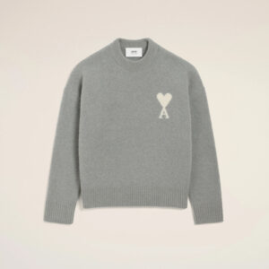 AMI - Pull Ami de Coeur Alpaga Gris/Ecru
