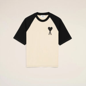 AMI - T-Shirt Ami de Coeur Bicolore Ivory/Black
