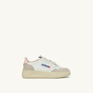 AUTRY - Basket KIDS Medalist en daim Blanc et Creole Pink