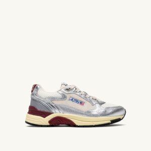 AUTRY - Basket Hyperway Mesh et Cuir laminé Blanc et Argent