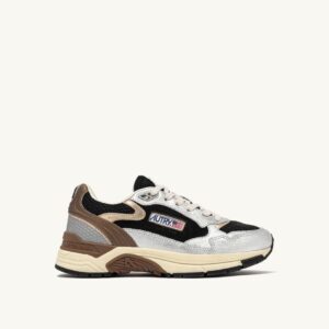 AUTRY - Basket Hyperway Mesh et Cuir laminé Argent et Noir