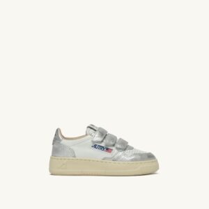 AUTRY - Basket KIDS Medalist Stripes Bicolore Blanc et Argent